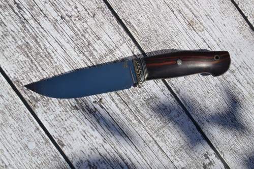Нож Легионер - сталь PMD52, мокумэ, G10, айронвуд, мозаичные карбоновые пины.