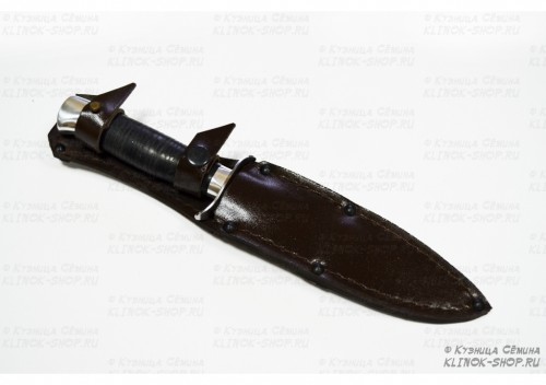 Кованый нож финка «Разведчик» с рукоятью из наборной кожи