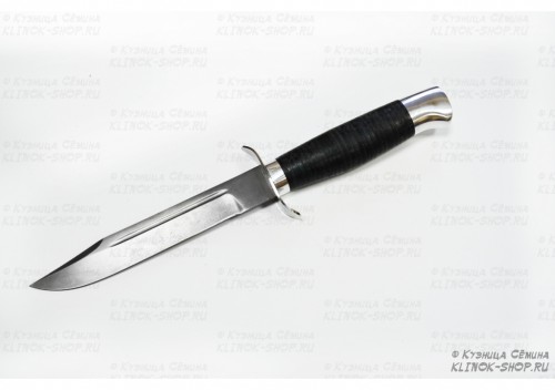 Кованый нож финка «Разведчик» с рукоятью из наборной кожи