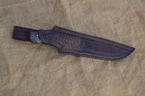 Нож Егерь - сталь S390, нейзильбер, G10, корень ореха, мозаичные пины.